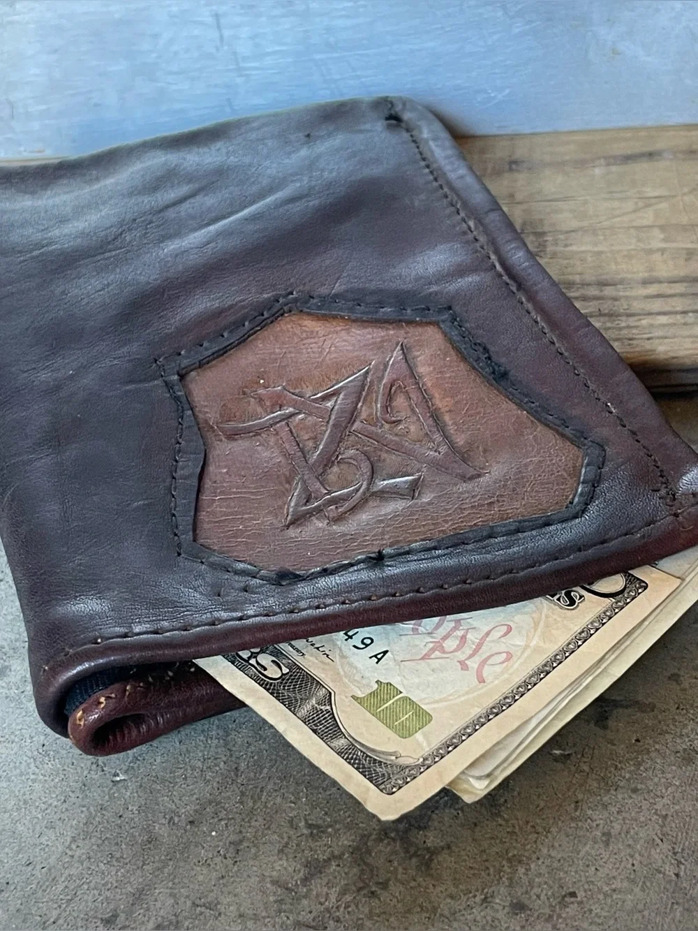 Vintage Handmade Leather Wallet | Envelope 70's Seventies